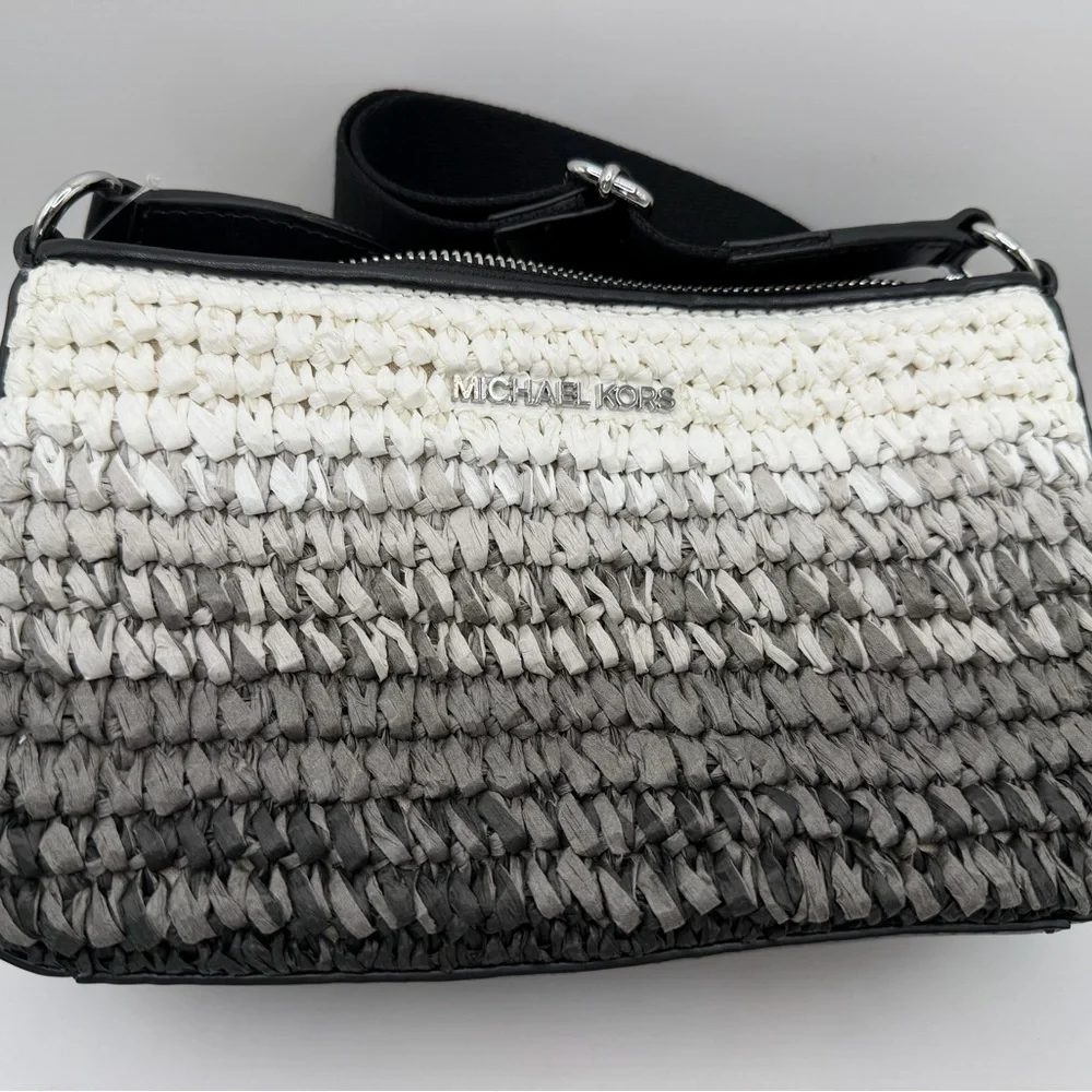 Michael Kors straw Ombré Jersey Crossbody with 2 detachable pouches NWT ret 398